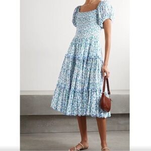 LoveShackFancy Masie Midi Dress in Blue Jay Song Size Small